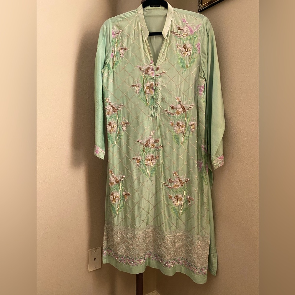 SILK embroidered skirt with sequins work